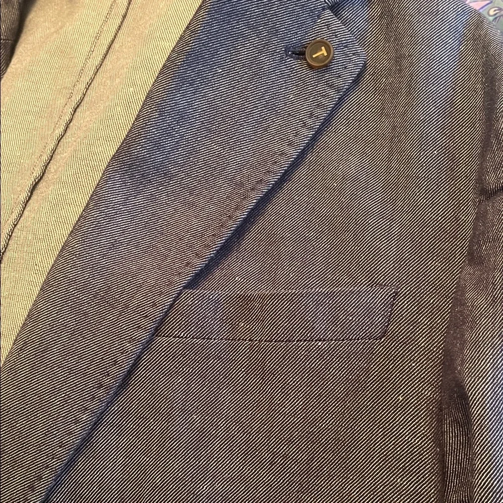 Ted Baker Navy Denim Linen Blend Blazer size 5 XL